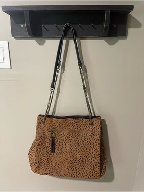 Universal Thread Brown Leopard-Print Shoulder Bag with Black Straps